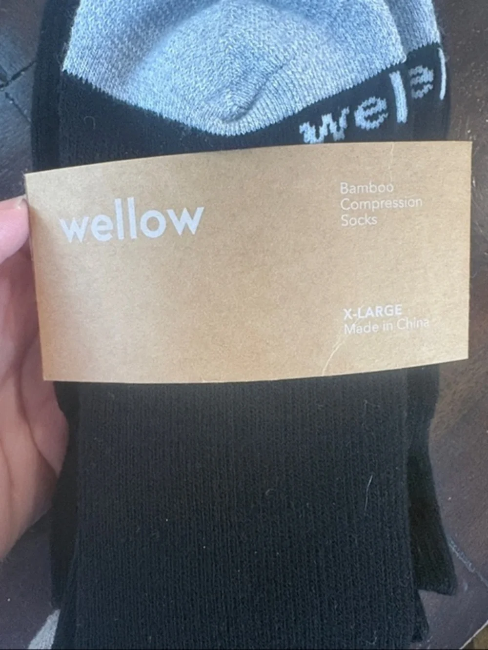 Wellow Black & Gray Bamboo Compression Socks - Men or Women XL 2 pairs